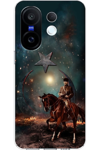Vivo X200 Fe Uyumlu Atatürk At Üstünde Zafer Baskılı Silikon Kılıf Renkli