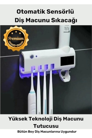 Yeni Seri Güneş Enerjili Usb Şarjlı Diş Macun Sıkacağı Sterilizatörlü 4 Adet Diş Fırçalığı Tutucu Çok Renkli