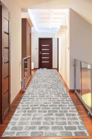 Gri Kaymaz Makinede Yıkanır Geometrik Kesme Yolluk Ar1210n11 Gri Kaymaz Makinede Yıkanır Geometrik Kesme Yolluk Ar1210n11
