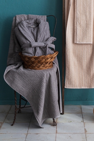 Apricitas Home Timeless Gri-bej %100 Pamuk 6 Parça Aile Bornoz Seti