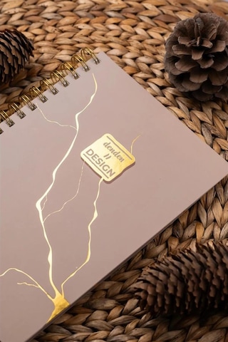 Denden Mermer Bej 17x24 Çizgili Defter Bej