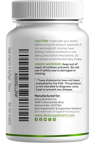 Deal Supplement Vitamin A 25000 Iu 500 Coconut Oil Fish Liver Oil Vitamins For Eye Immune & Skin Health