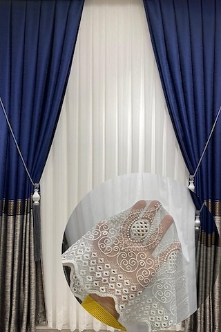 Üst Kalite Eteği Nakışlı 1/3 Sık Pile Kırık Beyaz Tül Perde
