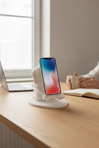 Goril Figürlü Telefon Standı Beyaz