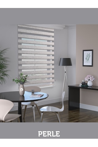 Br Perle Açık Gri Renk Bambu Stor Zebra Perde Yüksek Kalite Alüminyum Kasa Açık Gri