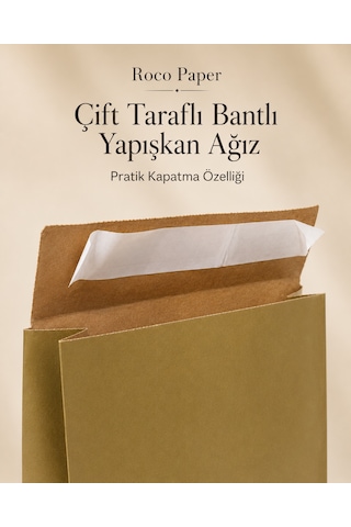 Yapışkan Bantlı Kraft Kese Kağıdı, Altın Renk, 25x8x30 Cm - 24'lü Paket, Hediye Ve Kargo Zarfı
