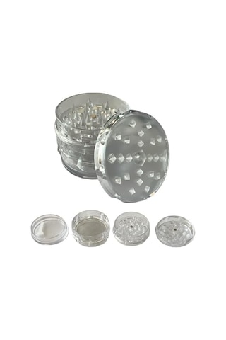 Grınder Parçalayıcı Plastik Baharat Öğütücü Herb Spice 4 Katmanlı 60mm-seffaf