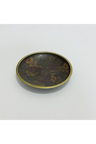 Antika Cloisonne Fincan Tabağı 10cm Çok Renkli