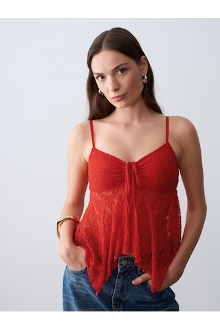 Dilvin 32768 Askılı Dantel Top-kırmızı