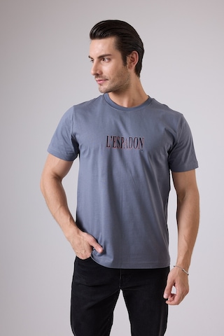 Marıne Tee Deniz Temalı Ribana Bisiklet Yaka Pamuk T-shirt-3122 Soluk Arduvaz Mavisi