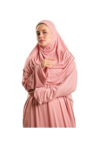 2 Parça Namaz Elbisesi Viskon Düz 2504 06 Pudra