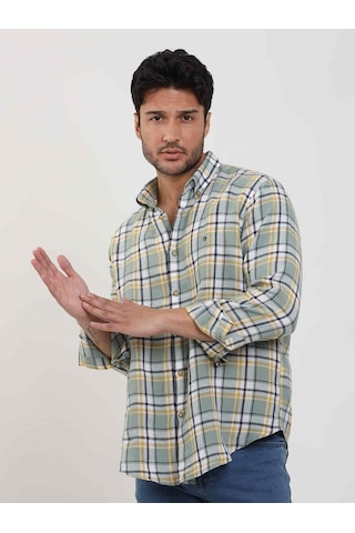 Dufy Yeşil Erkek Slim Fit Çiçek Desenli Klasik Yaka Uzun Kol Gömlek - 104885-yeşil Yeşil