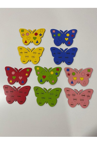Eğitici Ahşap Kelebek Oyunu Strateji Ve Mantık Oyunu 5'li Set