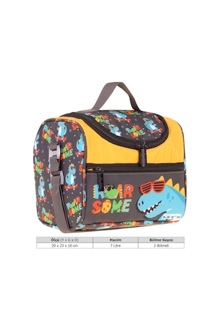 Kaukko Kids Erkek Çocuk Dinazor Roar Some Baskılı Isı Yalıtımlı Okul Beslenme Çantası Sarı - Mavi - L5395