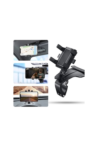 Besthome1 360 Derecelik Araç İçi Telefon Tutucu: Navigasyon İçin Baş Eğmeden, Tek Elle Kullanılabilir, Sabit Tutuş, Gizlenebili Siyah