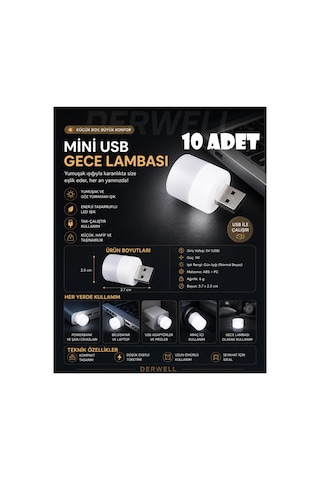 Taşınabilir Mini Usb Led Gece Lambası Tak Çalıştır 1w Sıcak Beyaz Işık Enerji Tasarruflu Kitap Okuma Aydınlatma
