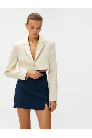 Koton Crop Blazer Ceket Tek Düğmeli Taş 3sak50134uw 3SAK50134UW080 Taş
