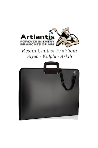 Siyah Resim Çantası Fermuarlı Kulplu 55x75 Cm 1 Adet Teknik Resim Dosya Çantası 50x70 Cm Askılı