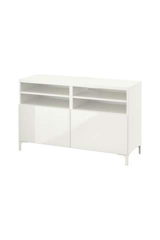Tv Sehpası, Beyaz-parlak Cila, 120x42x74 Cm, Selsvıken Beyaz