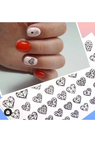 Geometri Kalpler Tırnak Stiker Tırnak Dövme Nail Aer 1021