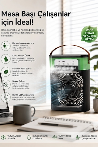 Blic Bwfn10 Siyah Sulu Fan Masa Üstü Mini Klima Vantilatör Nemlendiricili Soğutucu Fan 600ml