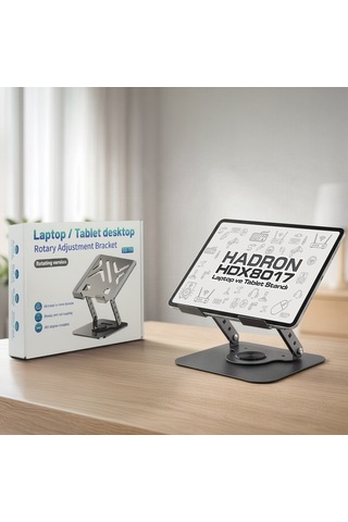 Hadron Hdx8017 Laptop + Tablet Standı Karbon Çelik Silikon Kaymaz - Gri