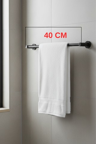 Siyah Paslanmaz Banyo 40 Cm Krom Çubuk Uzun Havluluk Duvar Askısı Siyah