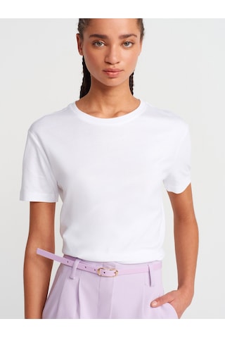 Dilvin 31791 Bisiklet Yaka T-shirt-beyaz Beyaz