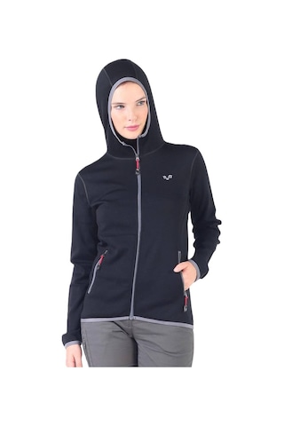 Woolona Marin Fermuarlı Kapüşonlu Kadın Sweatshirt Navy Blue