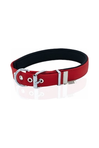 Doggie Konfor Dokuma Çivili Boyun Tasması Kırmızı 2.5 x 42-50 CM Kırmızı