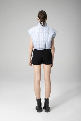 Buz Mavi Dericlub Wm054 Gerçek Deri Kadın Şişme Yelek Açık Mavi