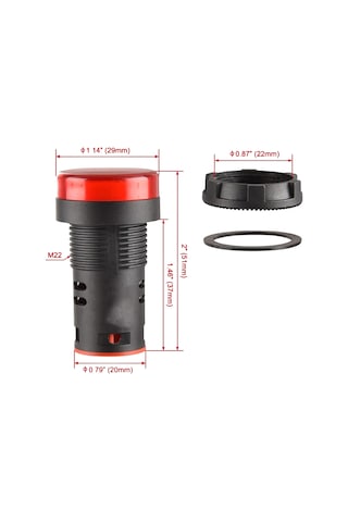 Kırmızı 220v Pano Tipi Led Gösterge Işığı Yuvarlak Sinyal Lambası