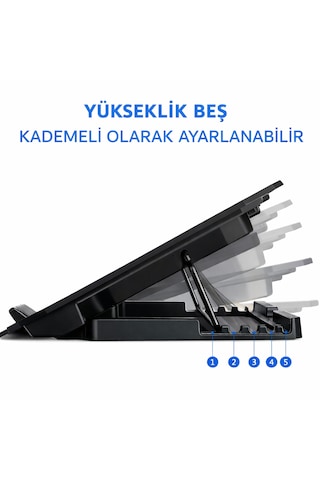 Çift Fanlı Laptop Soğutucu Stand Usb Girişli Sessiz Ve Ayarlanabilir Katlanabilir Stand