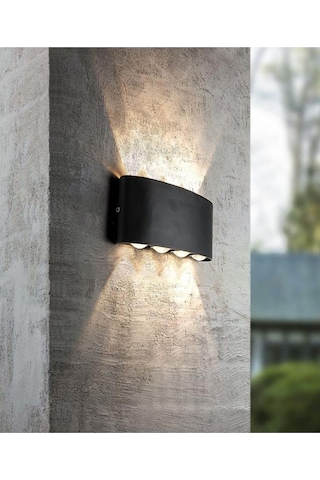 12 Watt Gün Işığı Dekoratif Işık Süzmeli Led Aplik, Modern Led Armatür, İç Ve Dış Mekan Modern Aplik Siyah
