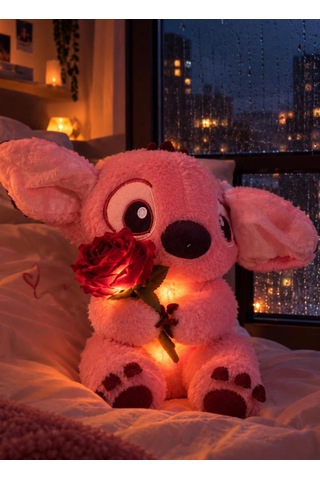 Stitch Gül Detaylı Işıklı Trend Oyuncak 046 - Pembe