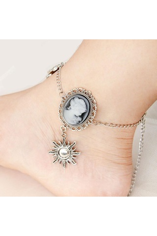 Homyl Kadın Halhal Zincir Ayak Bileği Bilezik Yalınayak Gümüş