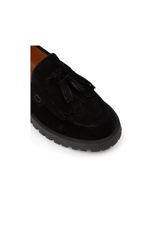 Deery Kadın Hakiki Süet Siyah Püsküllü Loafer - 02033zsyhc01 Siyah