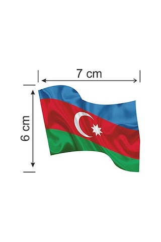 Azerbaycan Dalgalı Bayrak Etiket 7 X 6 Cm