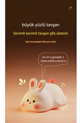 Büyük Yüz Tavşan Silikon Gece Lambası Pat Sensör Tavşan Lambası Bc-c20 Beyaz