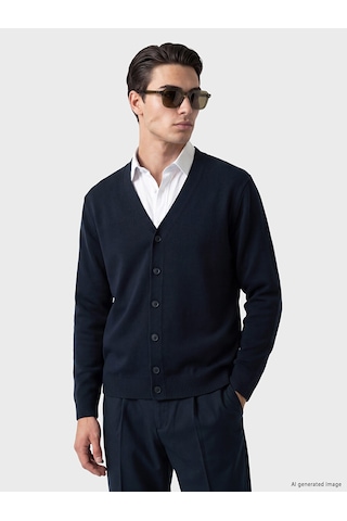Lcwaıkıkı Classic Lacivert Regular Fit V Yaka Erkek Triko Hırka
