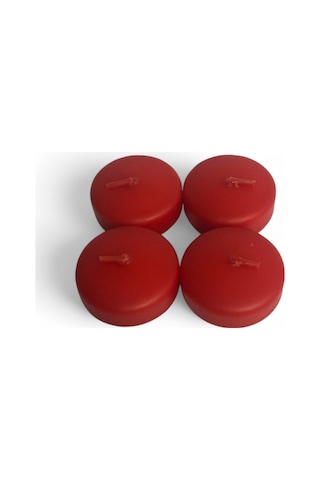 Yuvarlak 4 Lü Mum Kırmızı Kirmızı