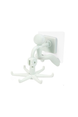 Kangvka 360 Derece Döner 6 Kanca Duvar Takımı - Beyaz Abs Plastik Mutfak Ve Banyo Organizatörü Otomatik Yapıştırıcı Tabanlı Beyaz