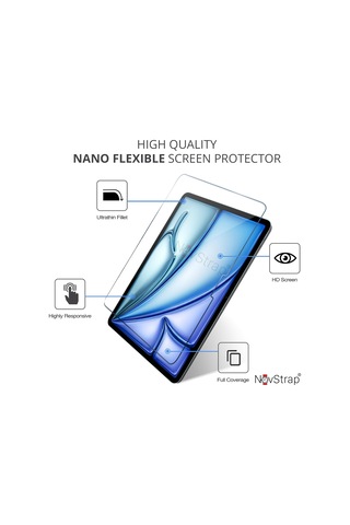 Novstrap Apple Uyumlu iPad  Air 11 İnç 6. Nesil M2 2024 İle Nano Esnek Cam Ekran Koruyucu A2902 A2903