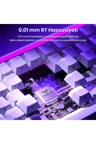 Aula Hero 84 He Manyetik Klavye Rapid Trigger Dragon King Switch 8000hz Rgb Neon Tkl Hot Swap Oyuncu Klavyesi Pembe