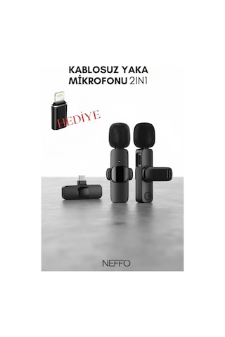 K9 2 Li Kablosuz Yaka Mikrofonu 2in1 Mikrofon Type-c/lightnin Şarjlı Youtube Facebook Tiktok