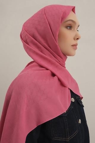 Armine Pembe Link Desen Bambu Cotton Şal 37 Pembe