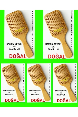 5 Adet Büyük Boy Bambu Tarak Bambu Uç Ve Bambu Gövde Elektriklenme Yapmaz 001