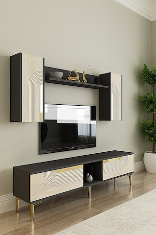 Tvr1502 Meyra Tv Ünitesi Takımı 150cm Antrasit-traverten-gold