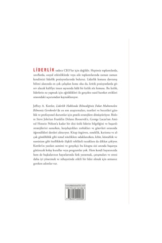 Liderlik Hakkında Bilmedikleriniz Fakat Muhtemelen Bilmeniz Gerekenler - Jeffrey A. Kottler
