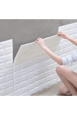 Taş Desenli Kendinden Yapışkanlı 3d Duvar Raf Kapı Kaplama Kağıdı 3 Metre Çok Renkli